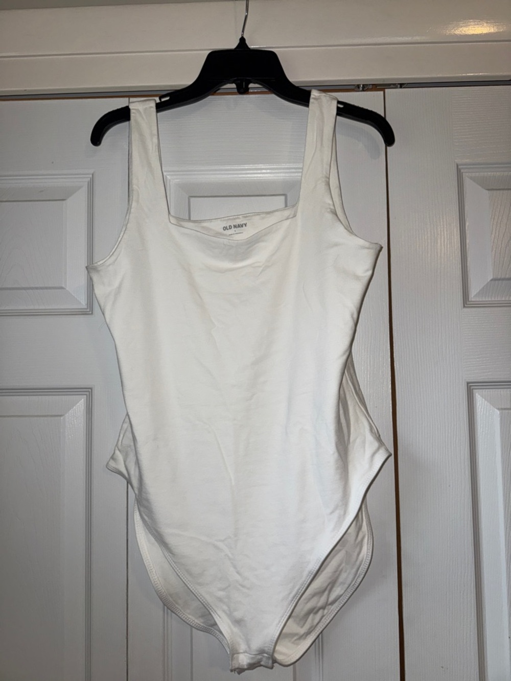Old Navy White Double Lined Square Neck Tank Bodysuit - Large